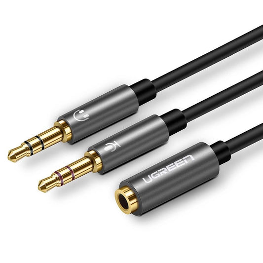 Audio Adapter 3.5mm - 2 x 3.5mm UGREEN AV140, 0.20m, Schwarz