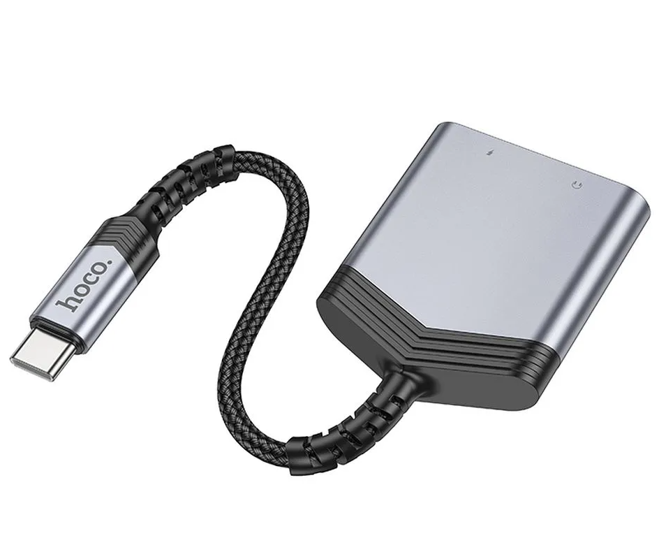Audioadapter USB-C - USB-C / 3,5mm HOCO LS39, Schwarz