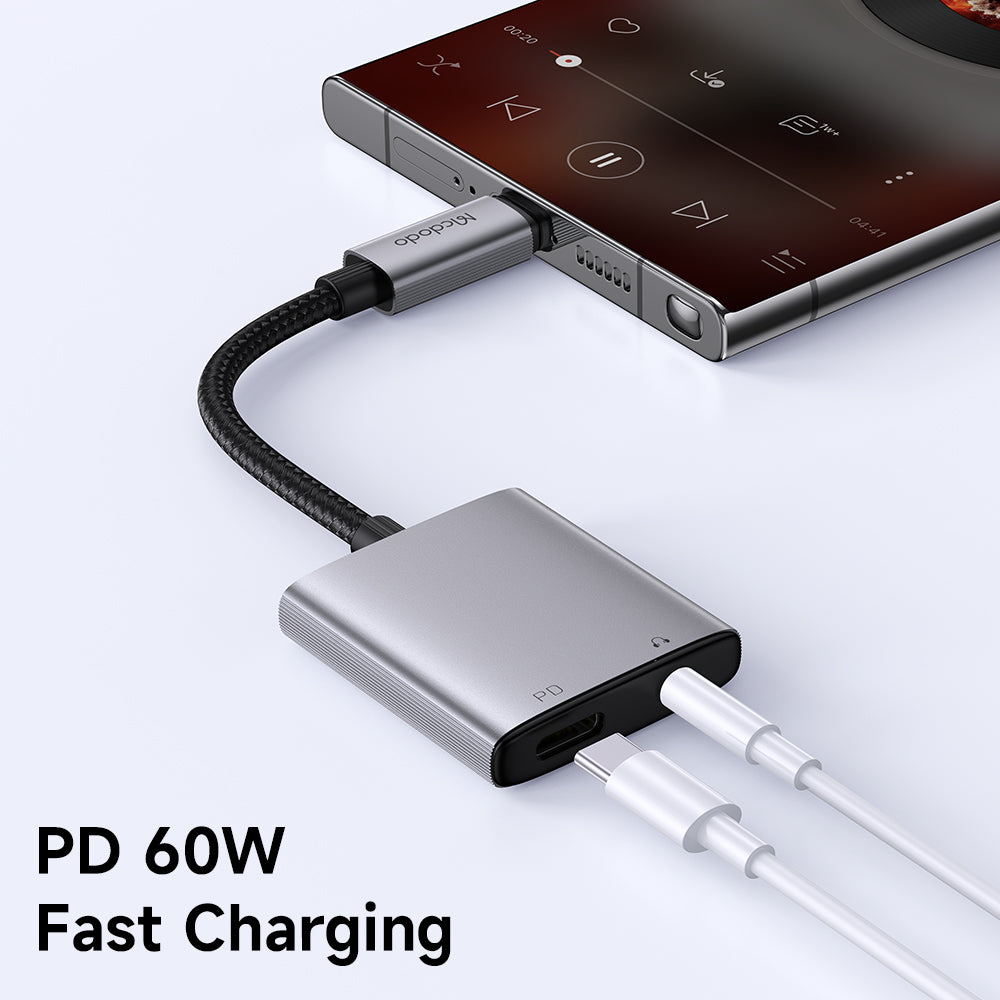 Audioadapter USB-C - USB-C / 3,5mm McDodo CA-5050 Wales, Grau