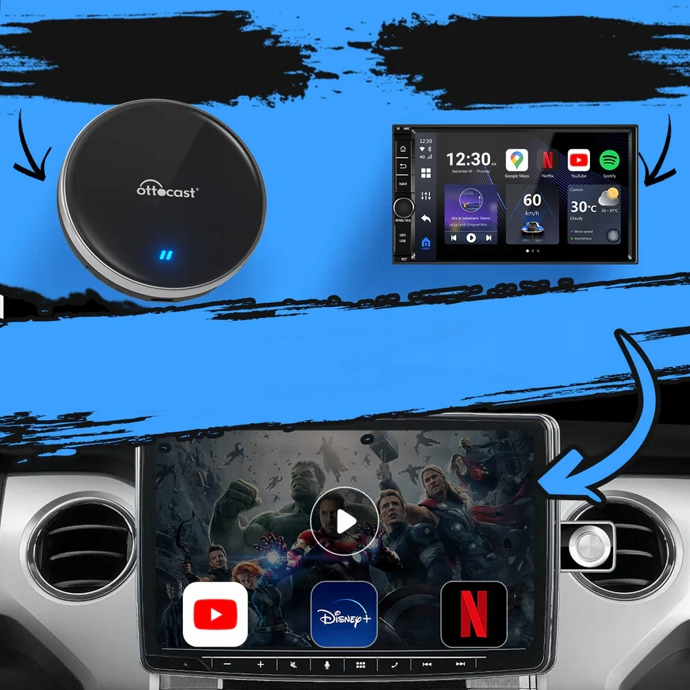 Carplay / Android Auto Wireless Adapter Ottocast OttoAibox P3 Lite für Apple iPhone / Android-Serie