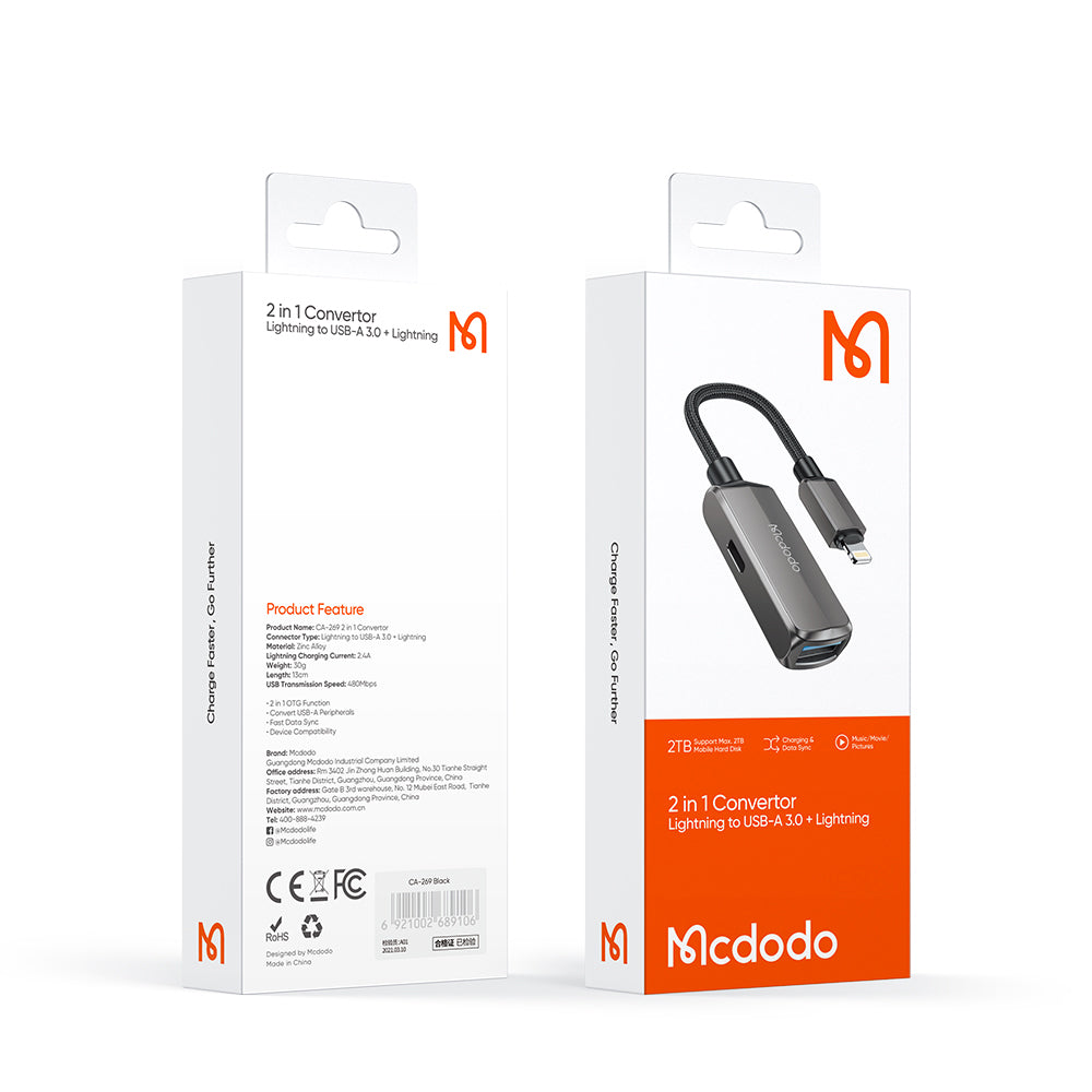 OTG-Adapter Lightning - USB-A McDodo CA-2690, Grau