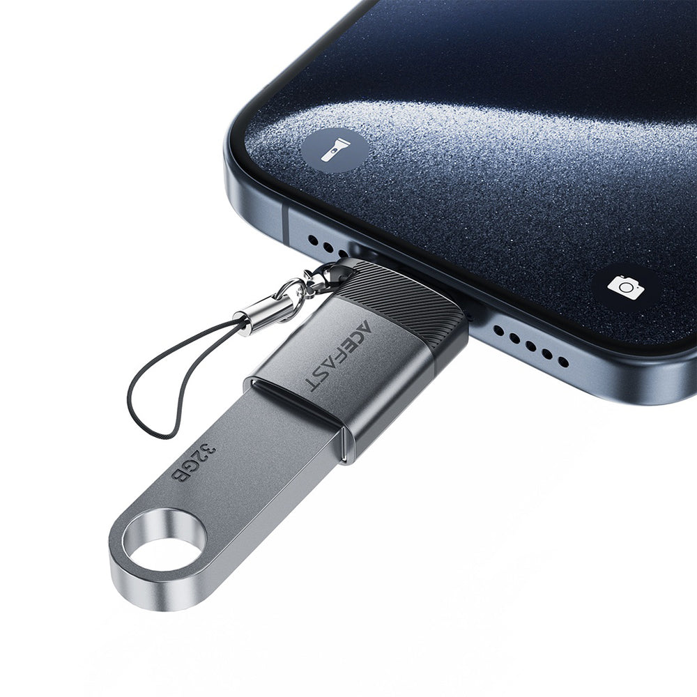 OTG Adapter USB-C - USB-A Acefast J7, Grau