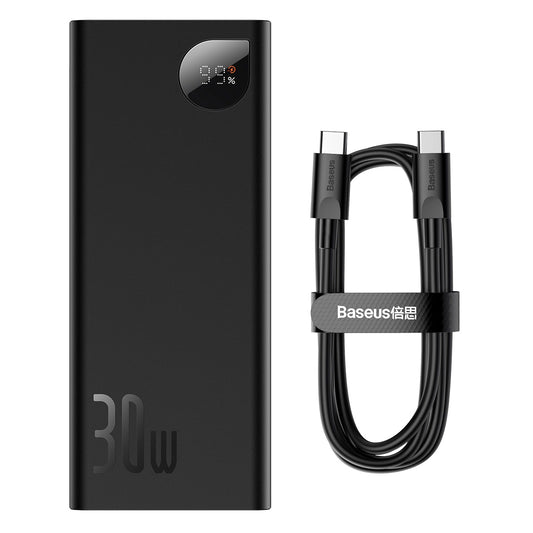 Baseus Adaman Externe Batterie, 20000mAh, 30W, QC + PD, 1 x USB-C - 2 x USB-A, Schwarz PPAD030001 PPAD030001