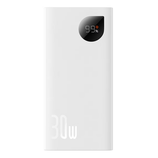 Externer Akku Baseus Adaman2, 10000mAh, 30W, QC + PD, 1 x USB-C - 2 x USB-A, Weiß PPAD080002