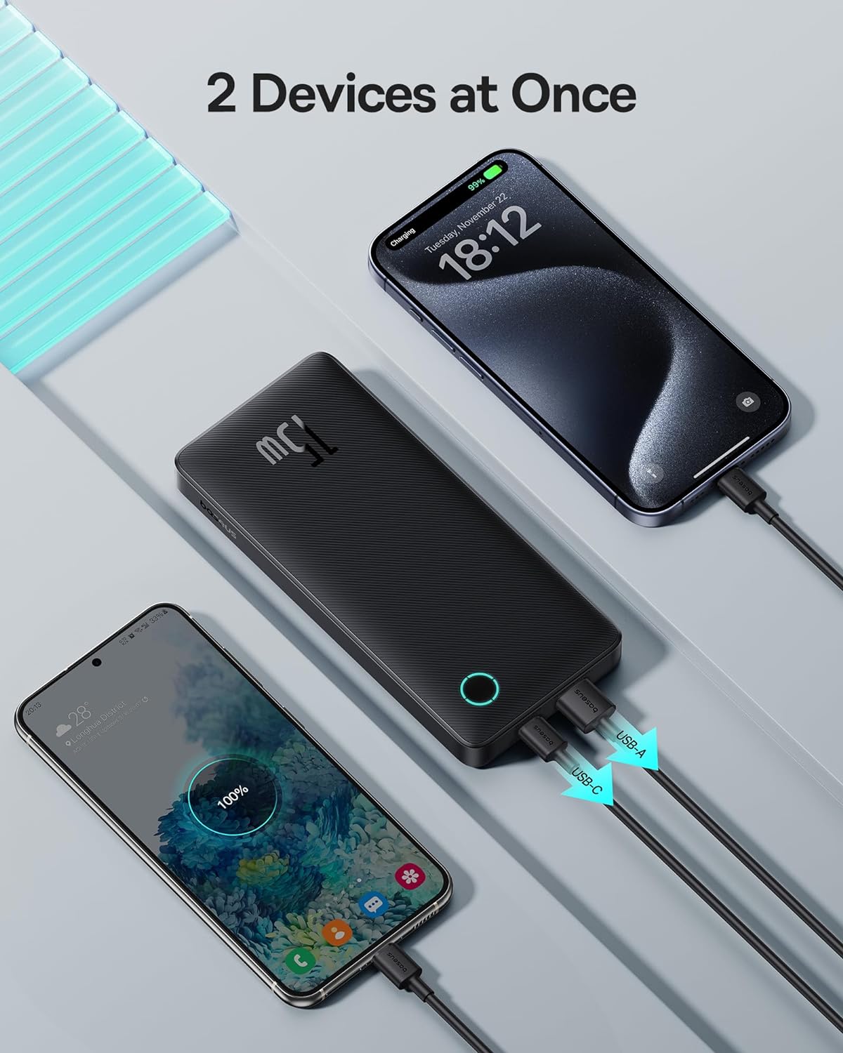 Baseus Airpow Lite Externer Akku, 10000mAh, 15W, 1 x USB-A - 1 x USB-C, Schwarz P10067500123-00