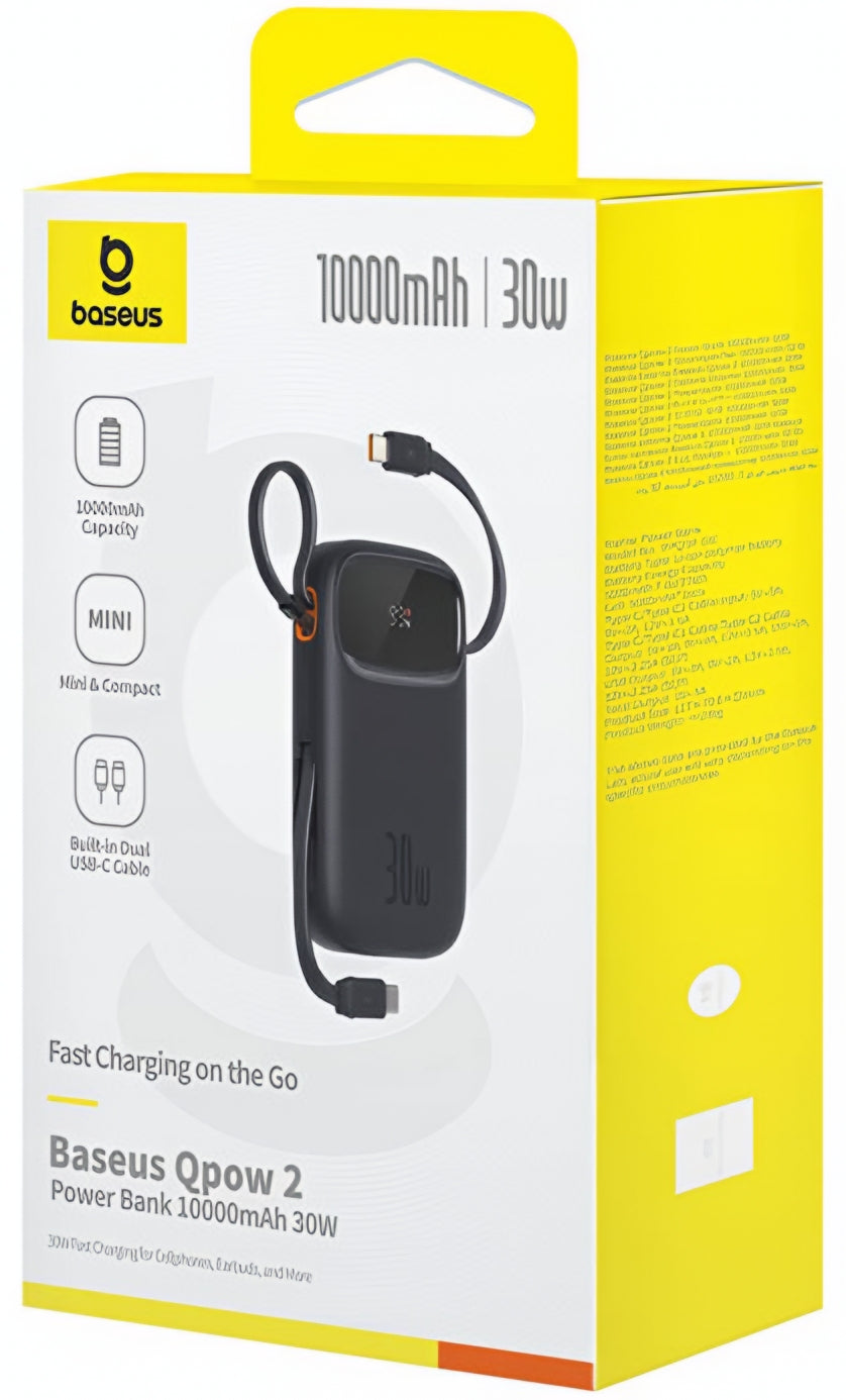 Externer Akku Baseus Qpow2, 20000mAh, 30W, QC + PD, 1 x USB-A - 3 x USB-C, Schwarz P10055009113-00