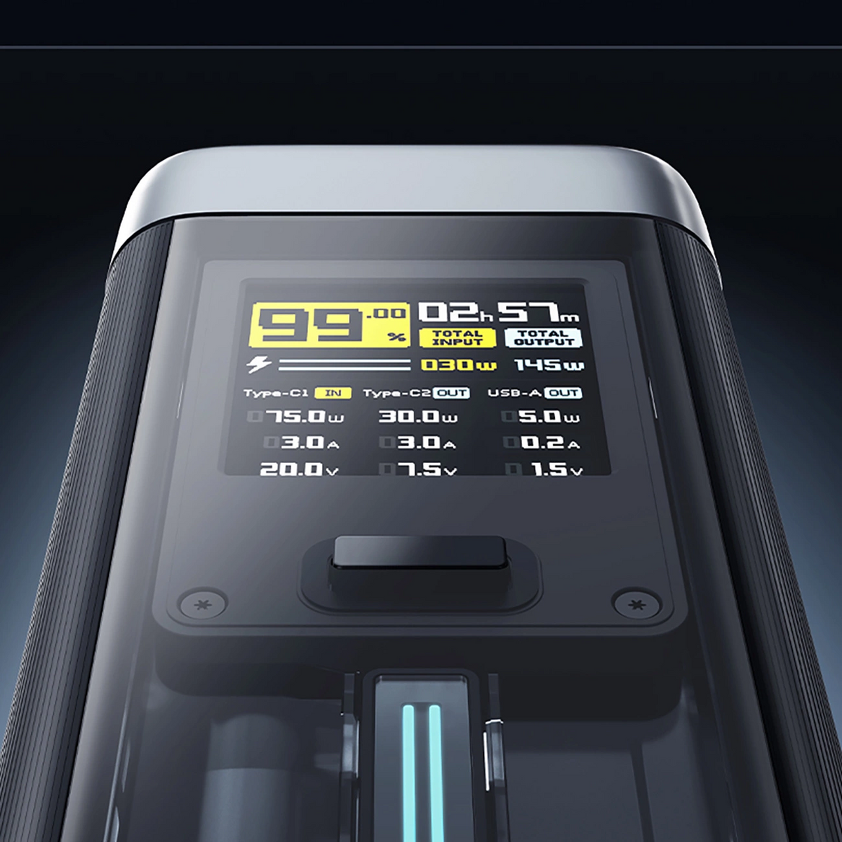 Externer Akku Cuktech, 25000mAh, 210W, QC + PD, 1 x USB-A - 2 x USB-C, Schwarz CUK00P23GLBK