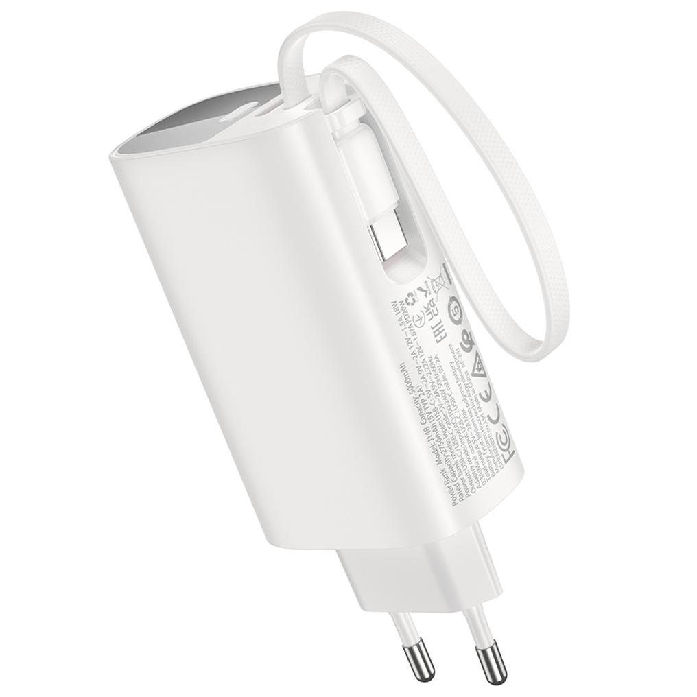 HOCO J148 2-in-1-Powerbank, 5000 mAh, 20 W, PD, 2 x USB-C, Weiß