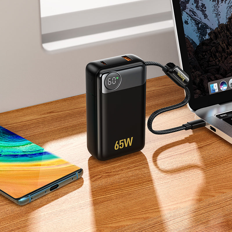 Externe Batterie HOCO Q53, 12000mAh, 65W, QC + PD, 1 x USB-A - 2 x USB-C, Schwarz