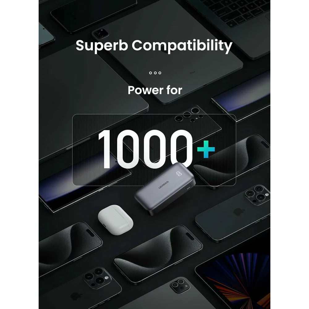 UGREEN PB502 Externer Akku, 10000mAh, 30W, QC + PD, 1 x USB-A - 1 x USB-C, Grau