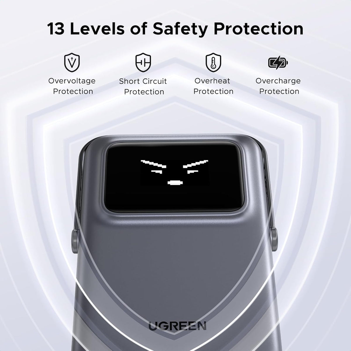 Externer Wireless-Akku UGREEN PB572 Uno, 10000mAh, 20W, PD + FQI, 1 x QI - 1 x USB-C, Grau