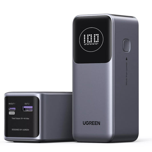 UGREEN PB724 Externer Akku, 12000mAh, 100W, QC + PD, 1 x USB-A - 1 x USB-C, Grau