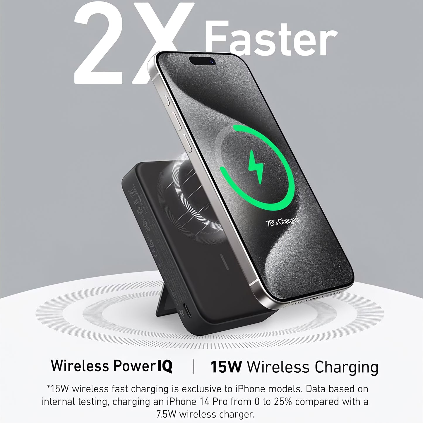 Anker MagGo Wireless Externer Akku, 10000mAh, 27W, PD + FQI, 1 x QI - 1 x USB-C, Schwarz A1654G11