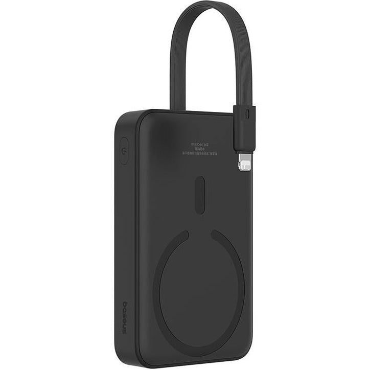 Externer Wireless-Akku Baseus Magnetic Mini, 10000mAh, 20W, PD + FQI, 1 x Lightning - 1 x QI - 1 x USB-C, Schwarz P10022109113-00