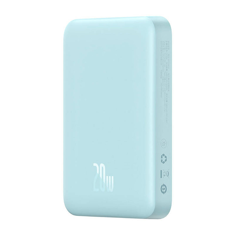 Externer Wireless-Akku Baseus Magnetic Mini, 10000mAh, 20W, PD + FQI, 1 x QI - 1 x USB-C, Blau PPCX110103