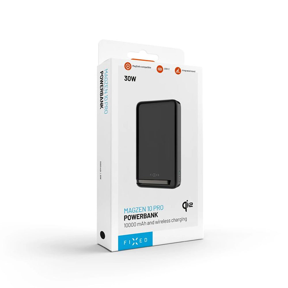Fixed MagZen 10 Pro Wireless External Battery, 10000mAh, 30W, PD + FQI, 1 x QI - 1 x USB-C, Black