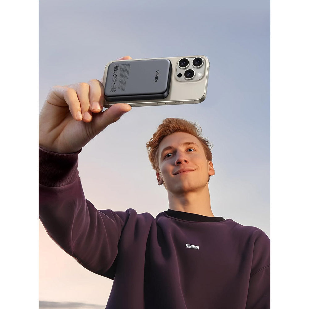 Externer Wireless-Akku UGREEN PB561, 10000mAh, 20W, PD + FQI, 1 x QI - 1 x USB-C, Schwarz