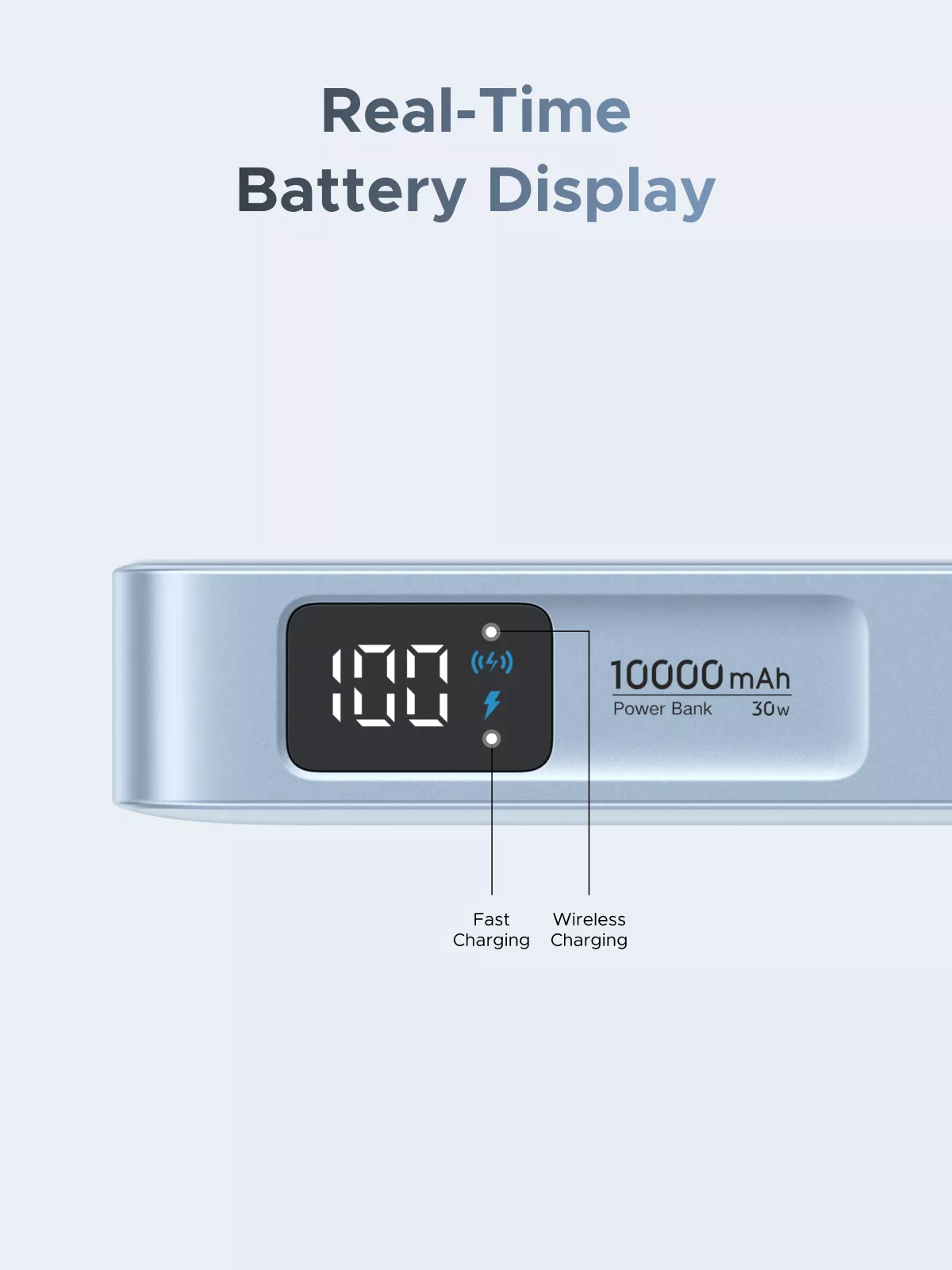 Wireless Powerbank UGREEN MagFlow PB773 (65958), 10000mAh, 25W, PD + FQI, 1 x QI - 2 x USB-C, Blau