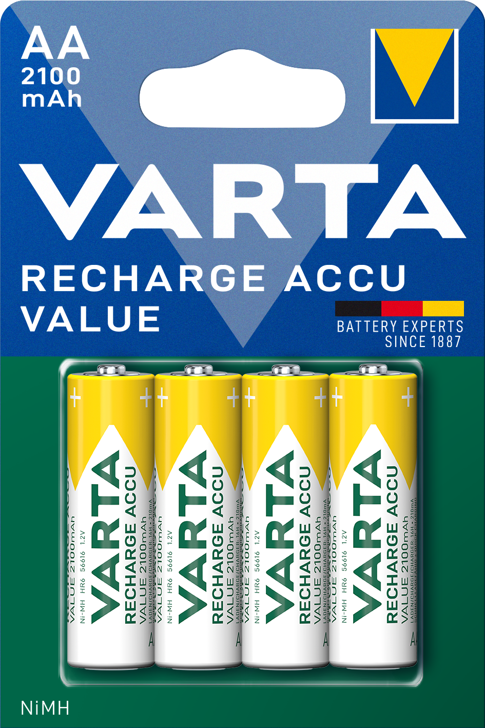 Wiederaufladbare Batterie Varta Professional, AA / LR6, 2100mAh, Set 4 Stück
