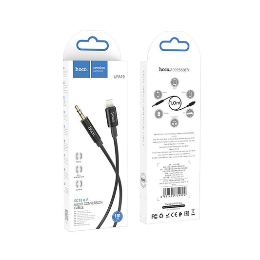 Audiokabel 3,5mm - Lightning HOCO UPA19, 1m, Schwarz