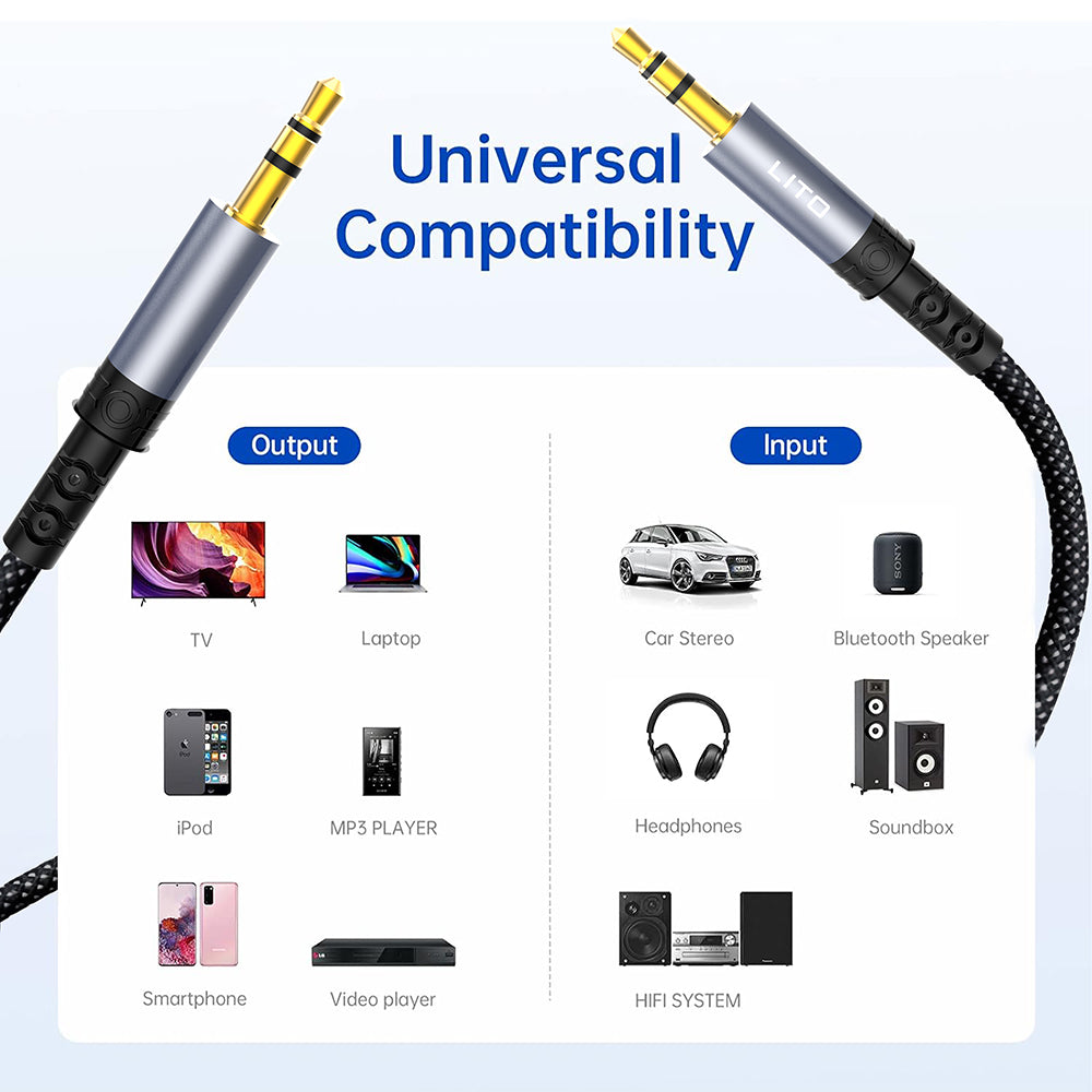 Audio-Kabel 3.5mm - 3.5mm Lito LA01D, 1m, Schwarz