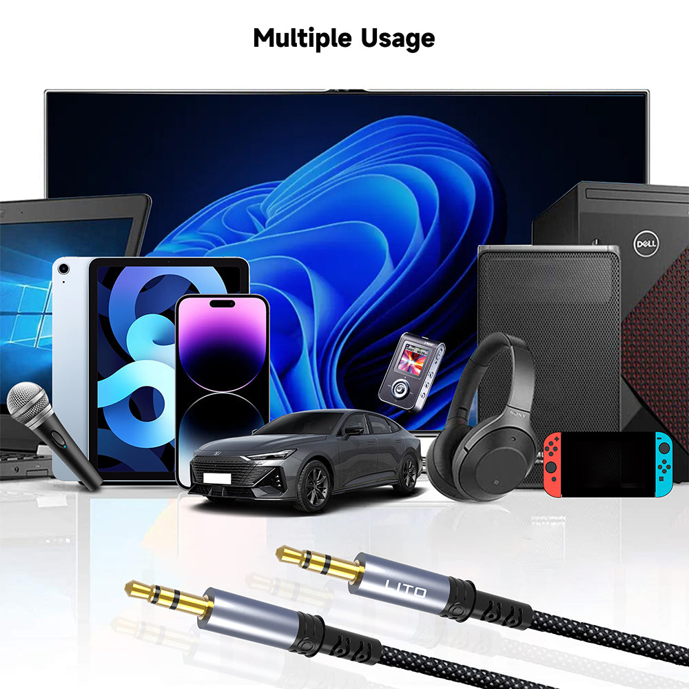 Audio-Kabel 3.5mm - 3.5mm Lito LA01D, 1m, Schwarz