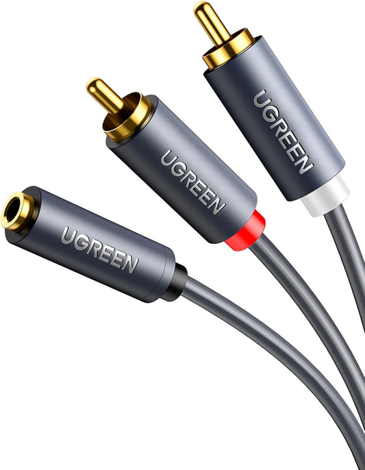 Audiokabel 3,5 mm - 2 x RCA UGREEN AV102, 1 m, grau