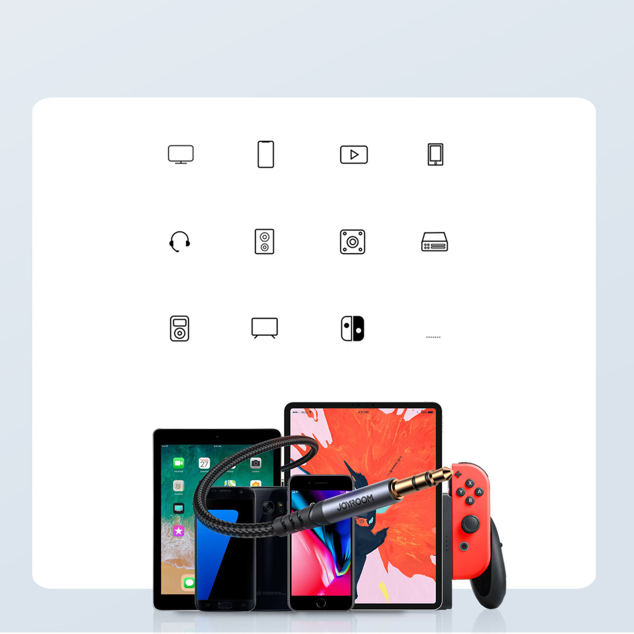 Audio-Kabel 3.5mm - 3.5mm Joyroom SY-A08, 1.2m, Schwarz