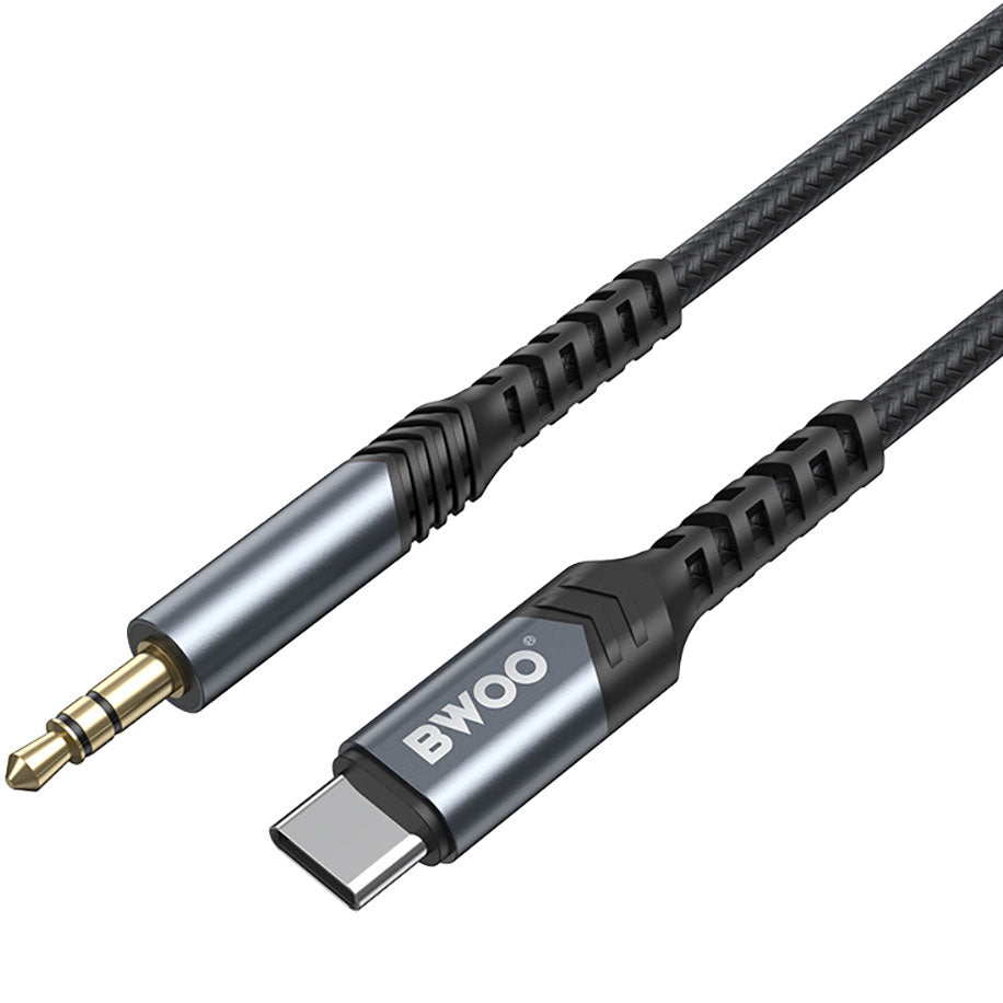 Audio-Kabel USB-C - 3,5mm BWOO BO-AUX066, 1,2m, Schwarz
