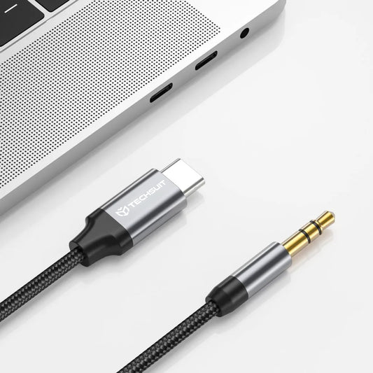 Audio-Kabel USB-C - 3,5mm Techsuit AC11 FuseXound, 0,5m, Grau