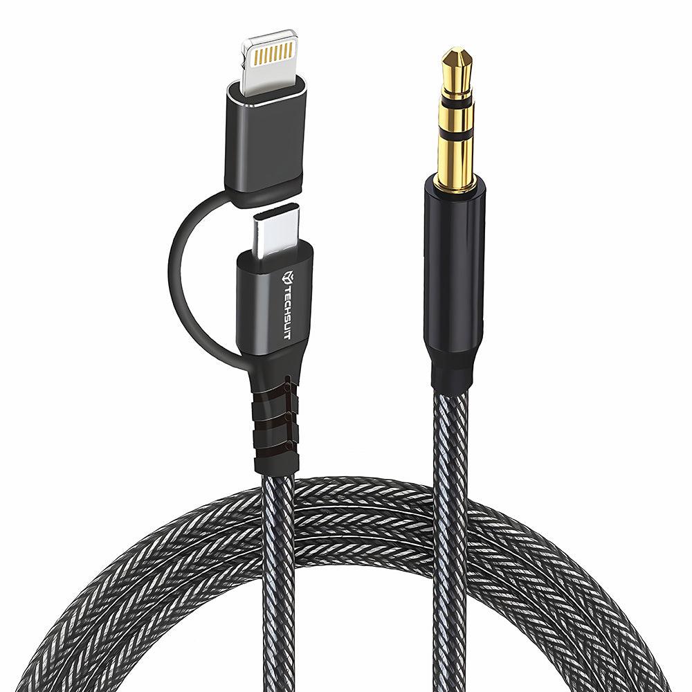 Audio-Kabel USB-C / Lightning - 3.5mm Techsuit AC15 EchoSnap, 1m, Schwarz