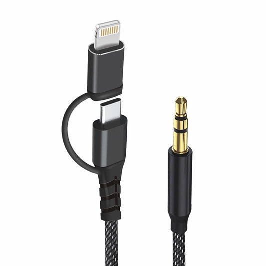 Audio-Kabel USB-C / Lightning - 3.5mm Techsuit AC15 EchoSnap, 1m, Schwarz