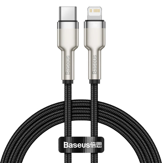 Daten- und Ladekabel USB-C - Lightning Baseus Cafule Metal Series, 20W, 1m, Schwarz CATLJK-A01