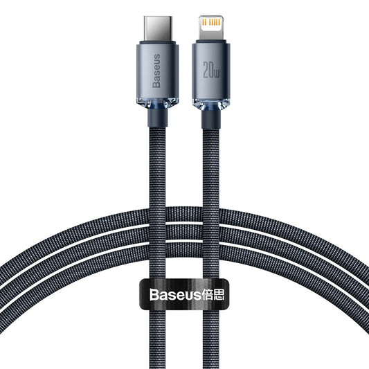 Baseus Crystal Shine Series USB-C - Lightning Daten- und Ladekabel, 20W, 1.2m, Schwarz CAJYY000201