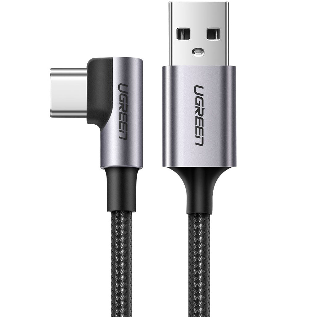 Daten- und Ladekabel USB-A - USB-C UGREEN US284 Angled, 18W, 1m, Grau