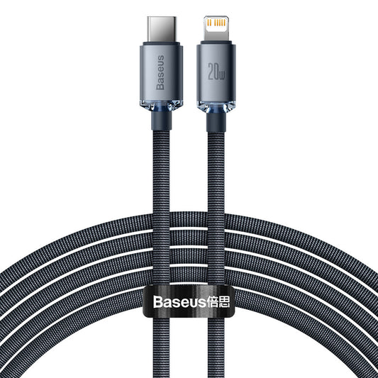 Baseus Crystal Shine Series USB-C - Lightning Daten- und Ladekabel, 20W, 2m, Schwarz CAJYY000301