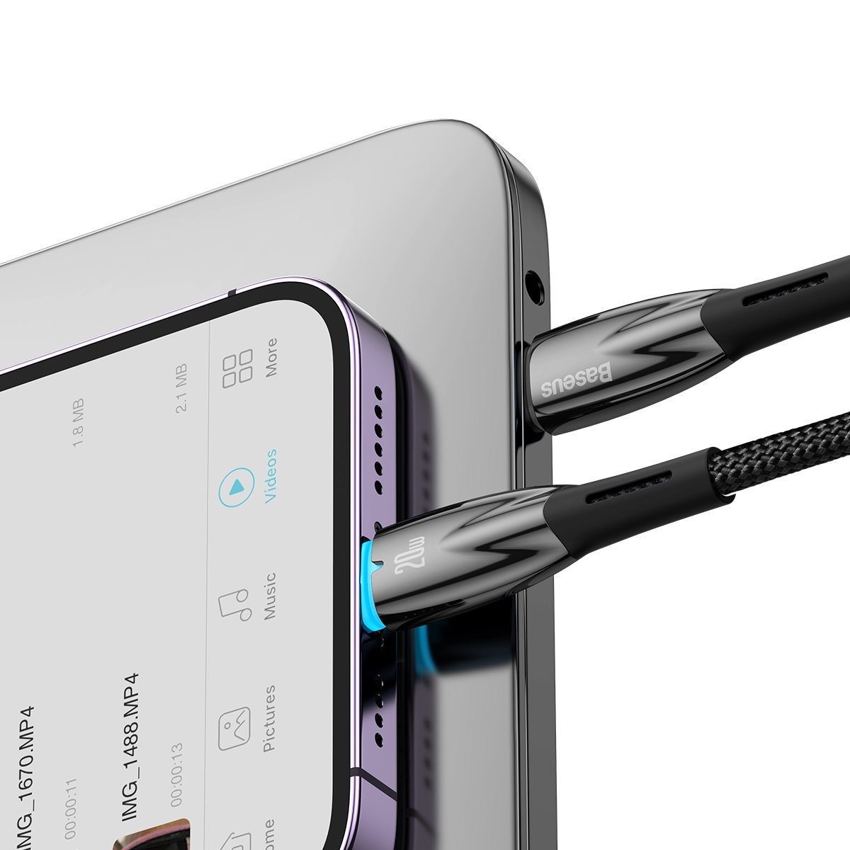 Baseus Glimmer Series USB-C auf Lightning Kabel 20W 2m | Schwarz