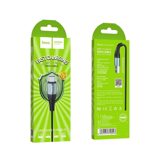 HOCO X38 Cool USB-A - microUSB Daten- und Ladekabel, 18W, 1m, Schwarz