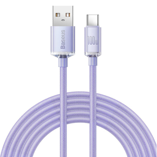USB-A zu USB-C Baseus Crystal Shine Series Daten- und Ladekabel, 100W, 1.2m, Lila CAJY000405