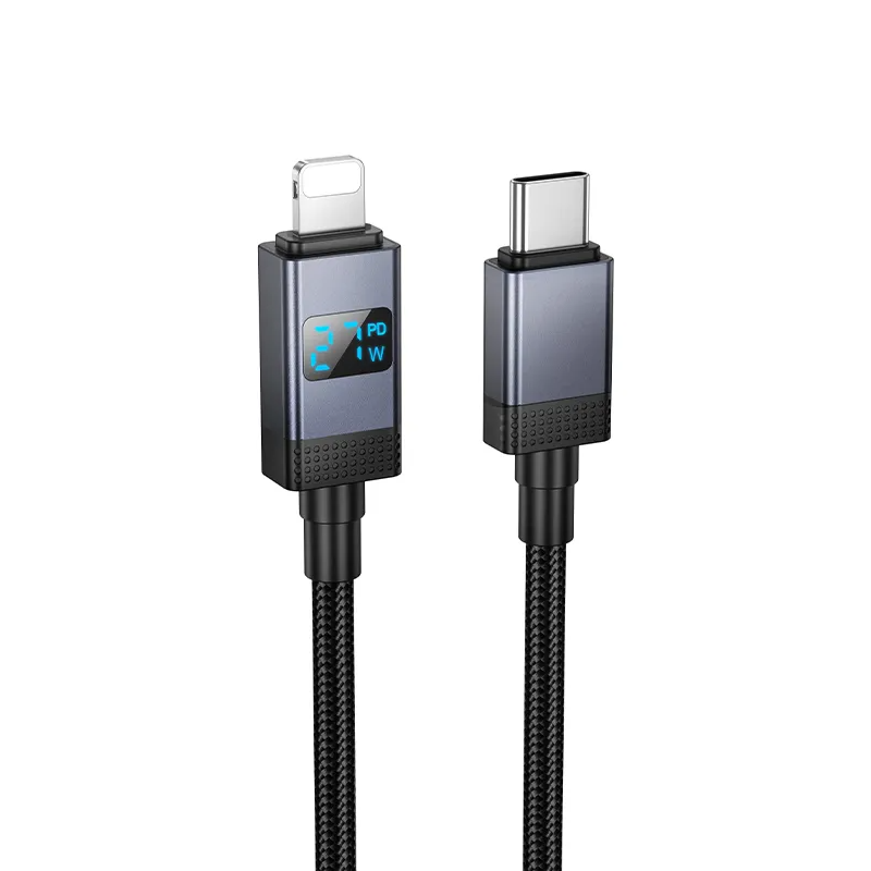 USB-C - Lightning Daten- und Ladekabel HOCO X118 Display, 27W, 1m, Schwarz