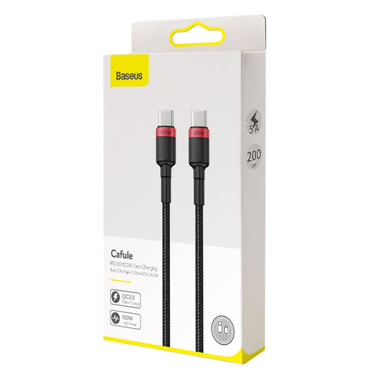 USB-C Daten- und Ladekabel - USB-C Baseus Cafule, 100W, 2m, Rot CATKLF-AL91