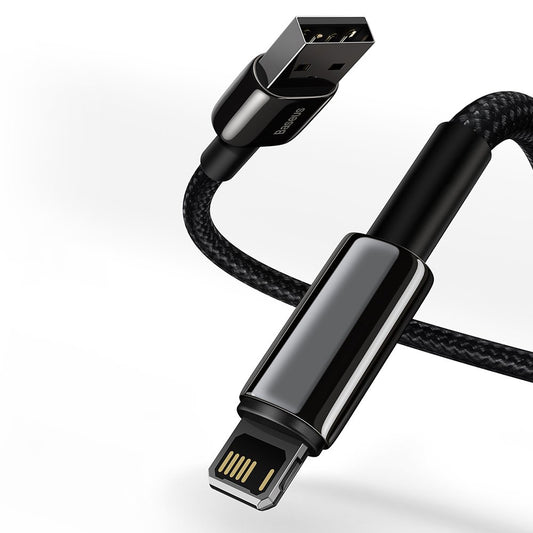 USB to Lightning Data and Charging Cable Baseus Tungsten Gold, 2m, 2.4A, Black CALWJ-A01
