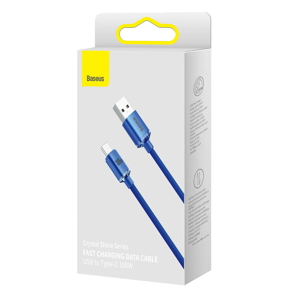 Baseus Crystal Shine USB-A auf USB-C Kabel 100W 2m | Blau | Textil