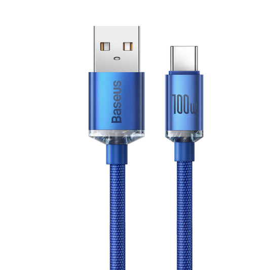 USB-A zu USB-C Baseus Crystal Shine Series Daten- und Ladekabel, 100W, 1.2m, Blau CAJYY000403