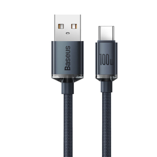 USB-A zu USB-C Baseus Crystal Shine Series Daten- und Ladekabel, 100W, 1.2m, Schwarz CAJY000401