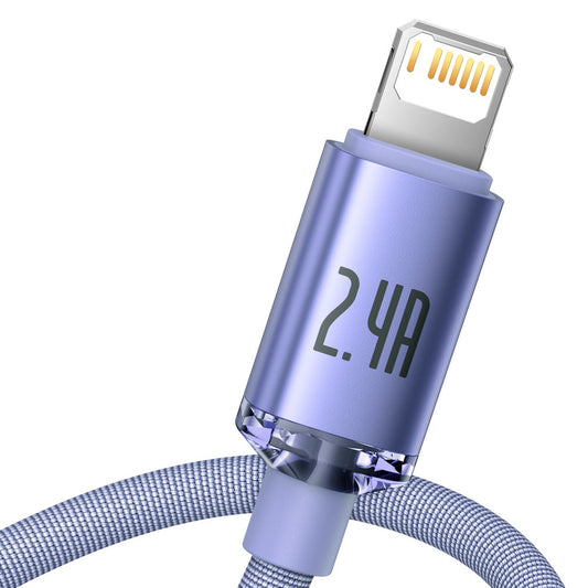 Baseus Crystal Shine Serie USB-A - Lightning Lade- und Datenkabel, 18W, 1.2m, Lila CAJYY000005