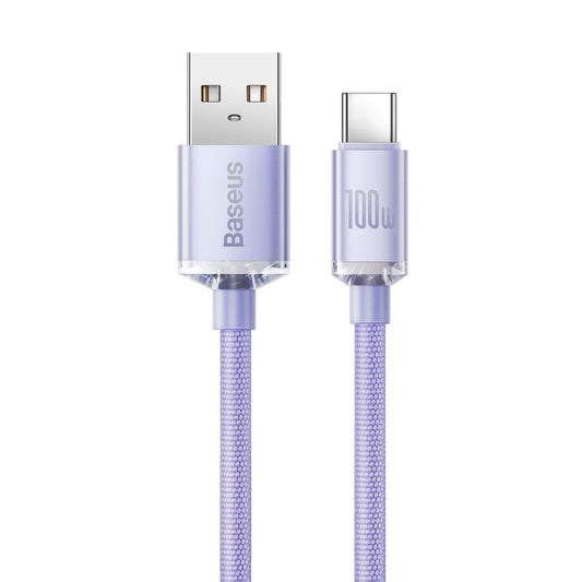 USB-A zu USB-C Baseus Crystal Shine Series Daten- und Ladekabel, 100W, 1.2m, Lila CAJY000405