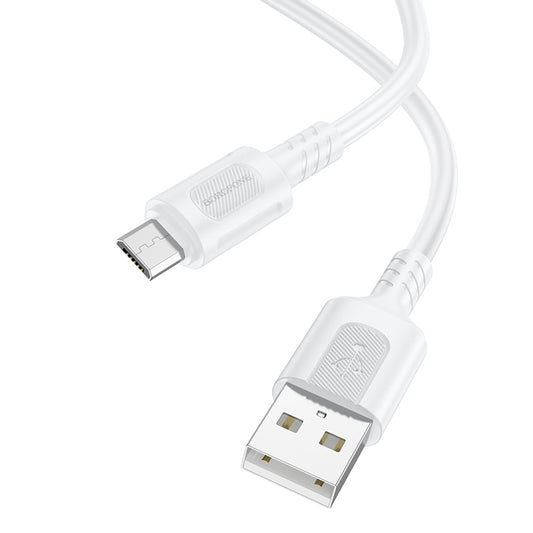Daten- und Ladekabel USB-A - microUSB Borofone BX111 Feliz, 18W, 1m, Weiß