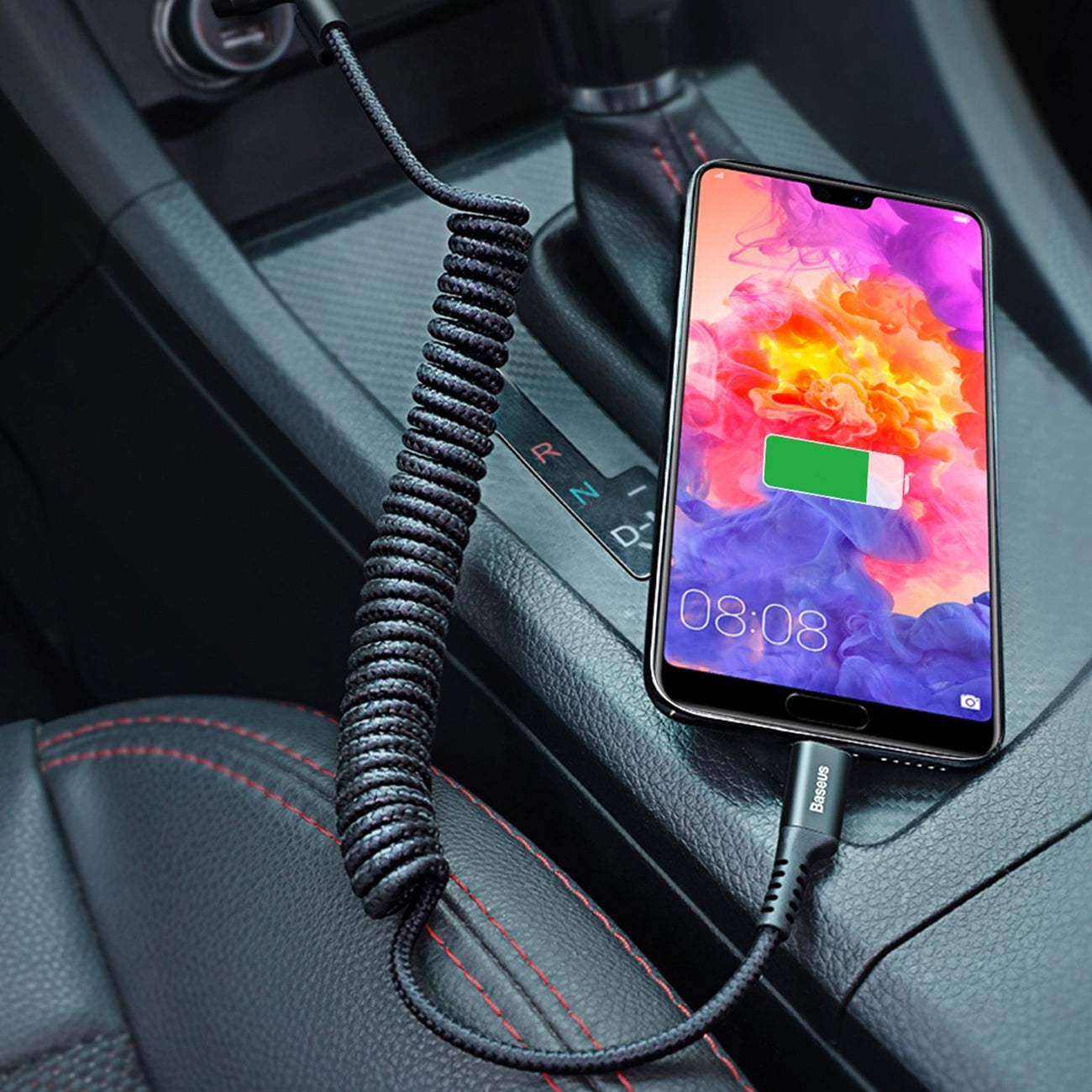 Data and Charging Cable USB-A - USB-C Baseus Fish Eye Spring, 18W, 1m, Black CATSR-01 CATSR-01