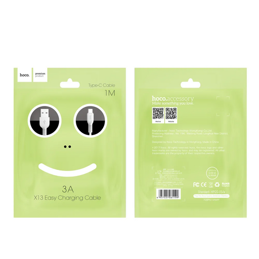 Daten- und Ladekabel USB-A - USB-C HOCO X13 Easy, 18W, 1m, Schwarz